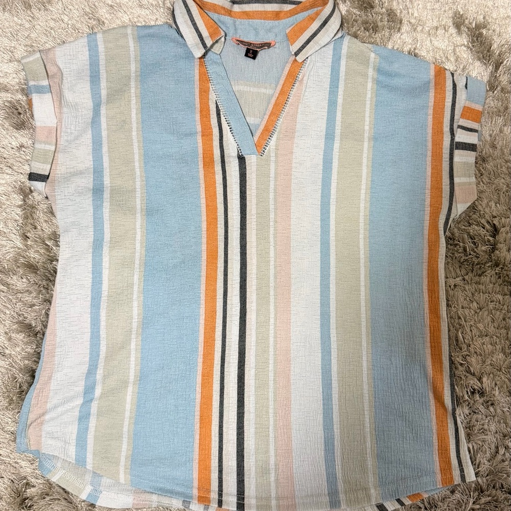 Colorful Striped V-Neck Blouse